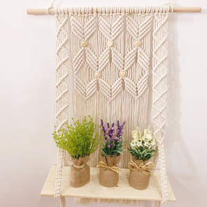 Low Price Sale Promotion Stock Handmade Macrame Shelf Boho Plant Hanger Macrame Wall Hanging Tapestry for Home Wall Decoration