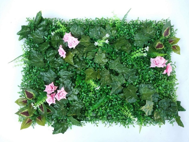 3d plastic faux grass flower wall mat indoor decorative fake tiles green wall background artificial landscape grass for wall