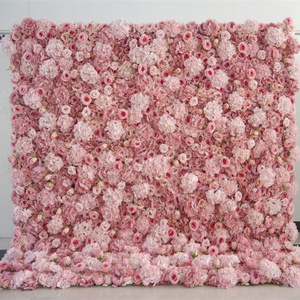 S215 Cheap wedding party decoration rose faux flowers backdrop artificial silk panel flower wall panels wedding wall decoration