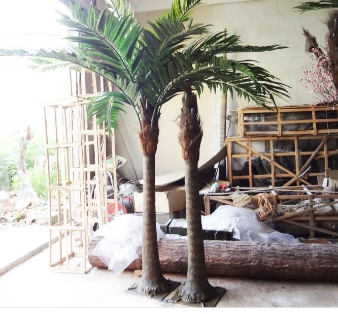 Z082 Wholesale price fake plastic green palm trees wedding artificial flower palm tree plant outdoor decorative for sale