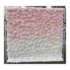 A-1401 Salon wedding artificial ombre pink flower wall decoration 8ft x 8ft rose flower wall gradient backdrop