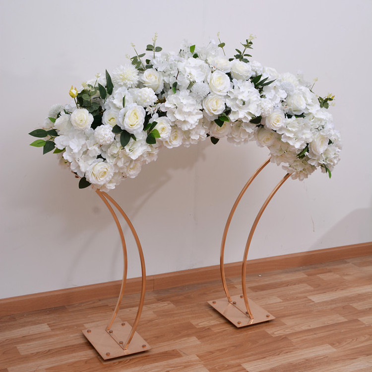 S0220 2022 new popular wedding party decoration table cylinder artificial flowers rack gold stand metal table centerpiece