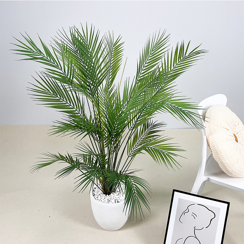 S0355 Wholesale Cheap Fake Plastic Faux ornamental Green Leaves simulation Plants Artificial palm tree for Home Garden Decor