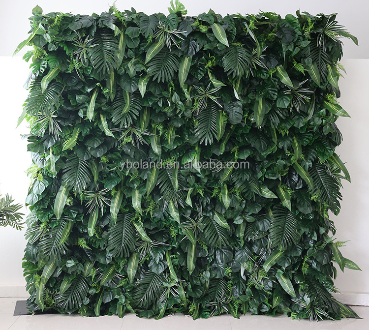 X06 Outdoor Wedding Decor Greenery Tropical Palm Leaves Flower Wall Backdrop Panel Green 3D Roll Up Artificial Plant Flower Wall