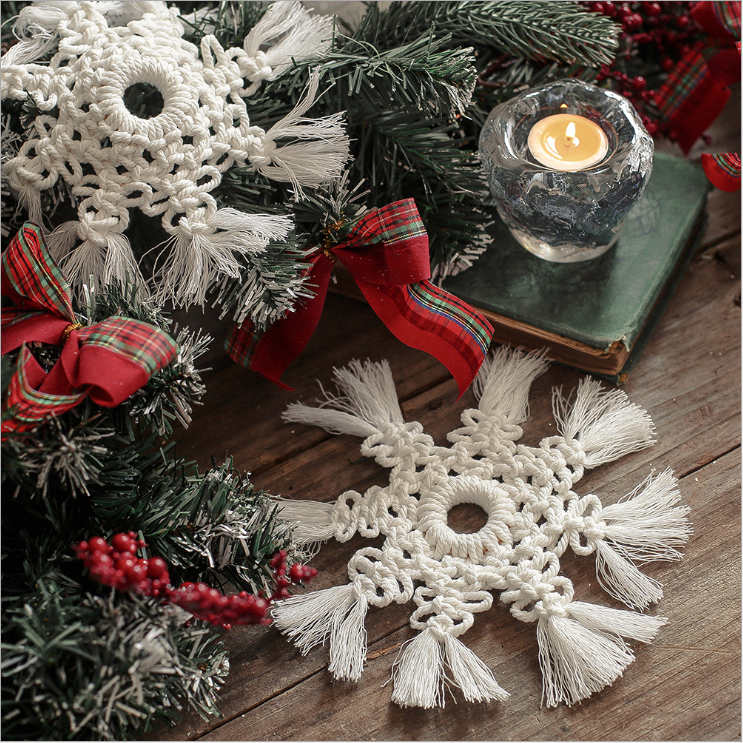 E-062 Cross-border creative simple home wall hanging ornaments cotton cord woven snowflake pendant Christmas decoration