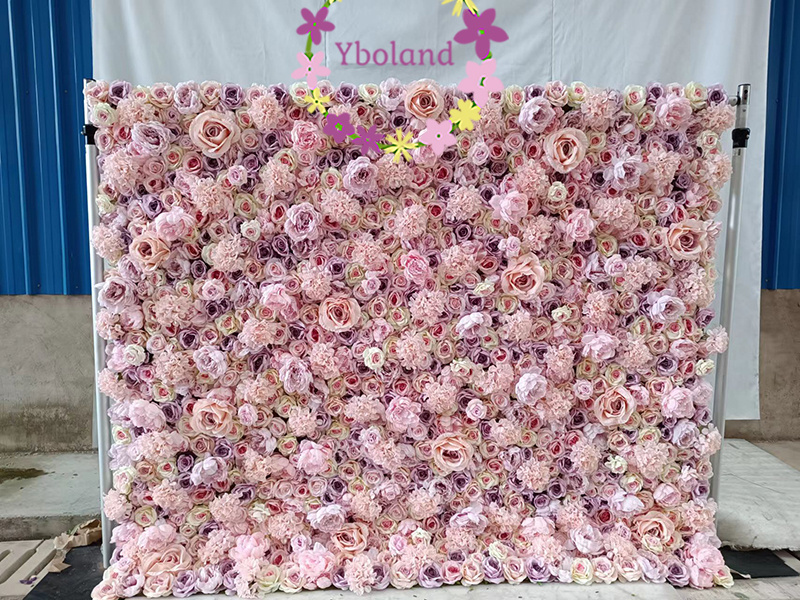 P01 Custom Flowerwall 5D 3D White Roll Up Cloth Flower Wall Wedding Decor Artificial Silk Rose Flower Panel Backdrop Flower Wall