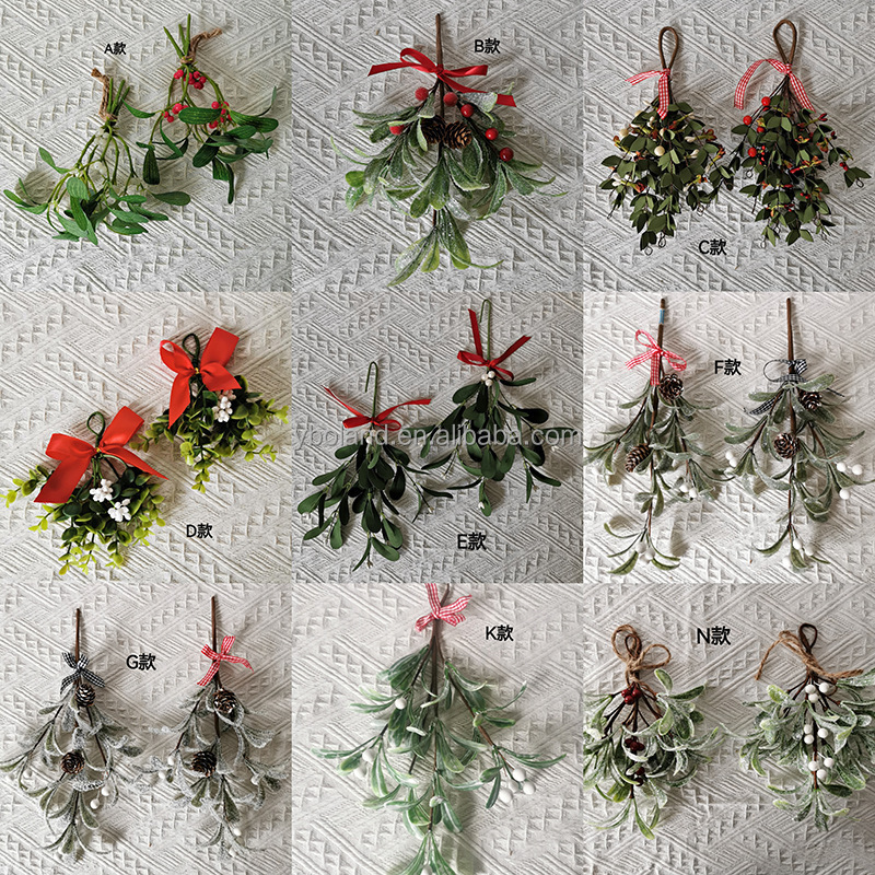 L-CCM Wholesale artificial navidad xmas tree spray floral berry pick decor Christmas mistletoe decoration