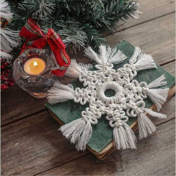 E-062 Cross-border creative simple home wall hanging ornaments cotton cord woven snowflake pendant Christmas decoration