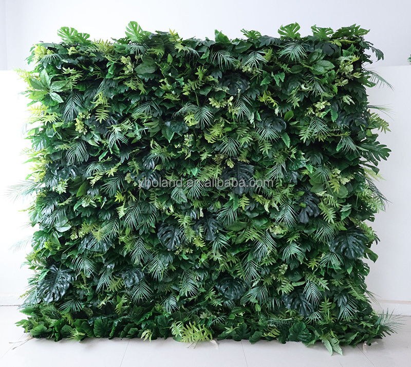 X06 Outdoor Wedding Decor Greenery Tropical Palm Leaves Flower Wall Backdrop Panel Green 3D Roll Up Artificial Plant Flower Wall