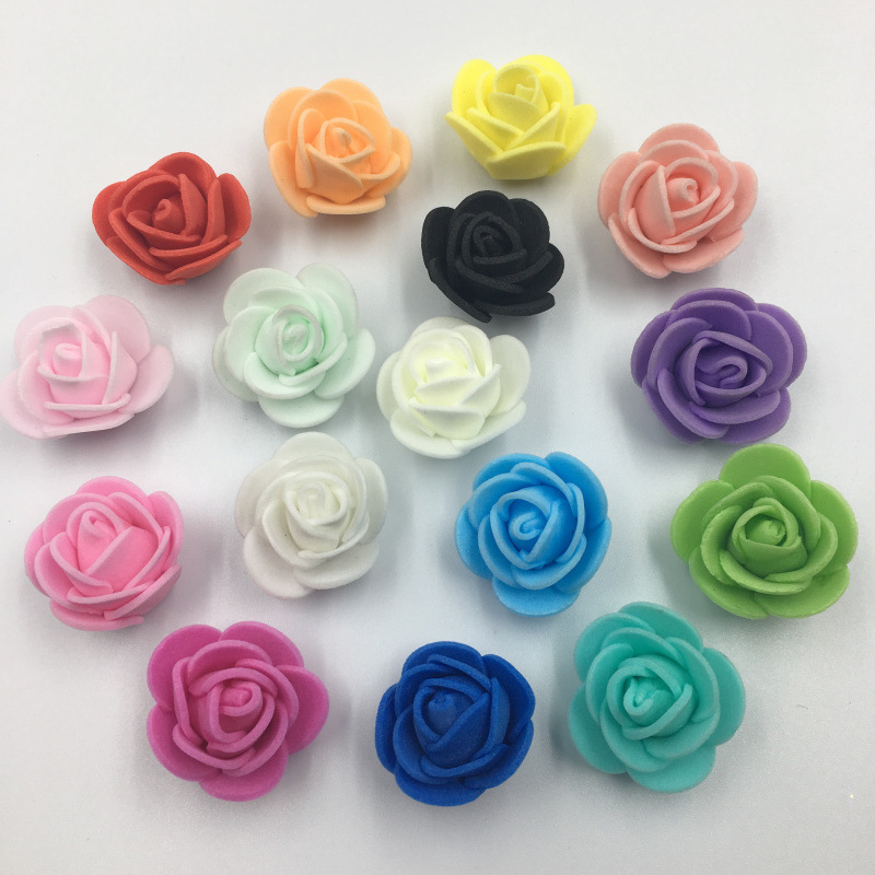 L-13 Wholesale 2.5 3.5 cm mini artificial white red pink grey blue green black small fake foam rose flower heads bulk foam roses