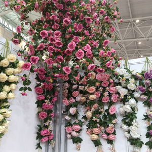 A-1283 Wedding stage centerpieces wall decor fake flower ceiling hanging garland artificial rose vine flowers