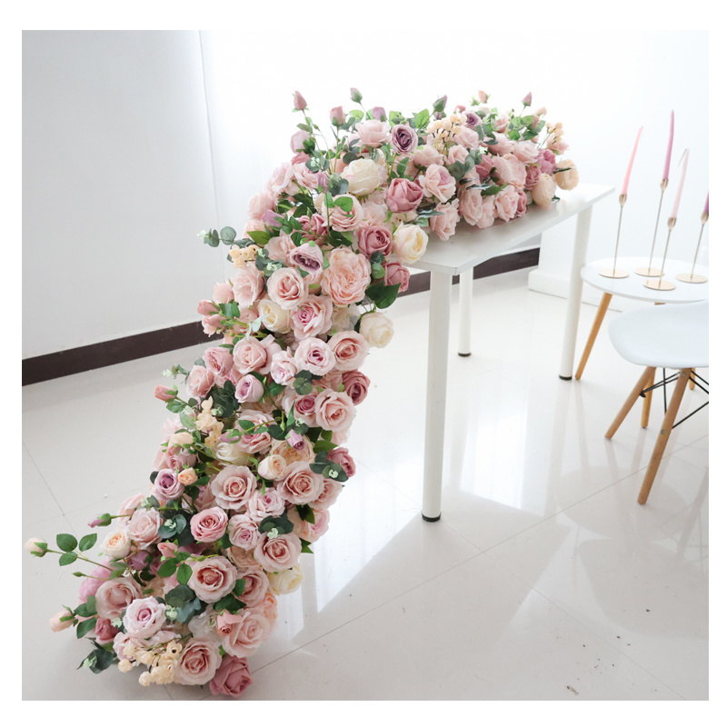 Rose Peony Flower Orchid Wedding Backdrop Arch Frame Decoration Hang Floral Row Runner For Wedding Party Event Flower Decor