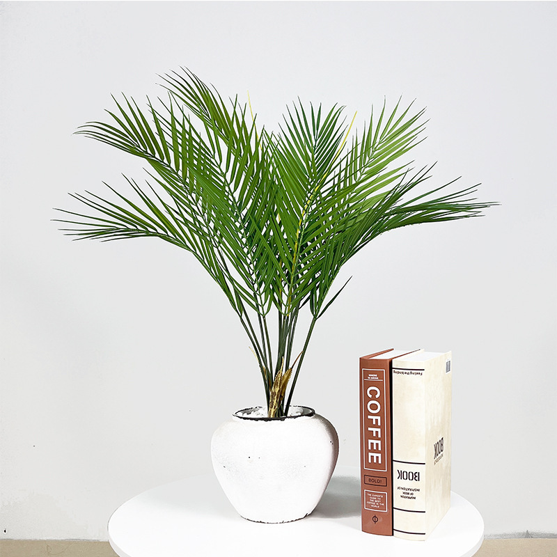 S0355 Wholesale Cheap Fake Plastic Faux ornamental Green Leaves simulation Plants Artificial palm tree for Home Garden Decor