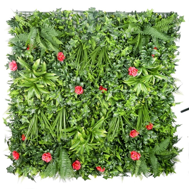 L-GW UV plastic roll up fake green plant panels outdoor Garden vertical Restaurant wall backdrop Artificial grass wall decor