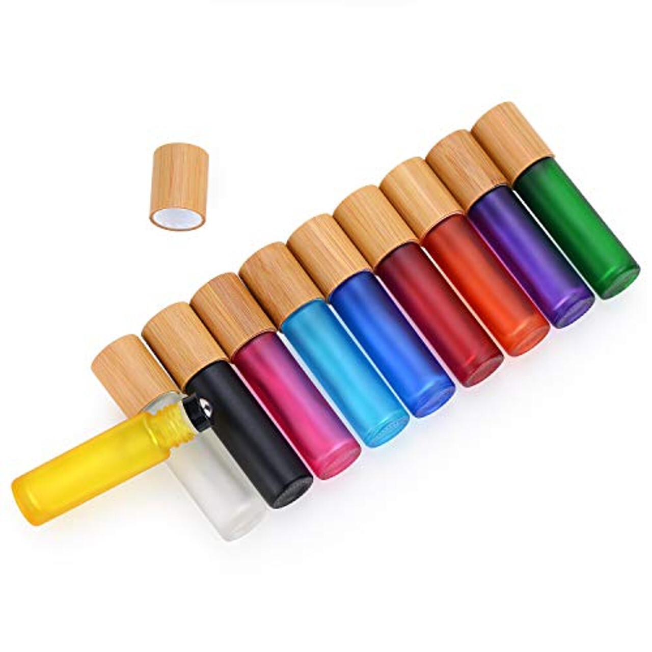 OEM Customizable 10ML Empty Oil Stainless Roll On Ball Perfume Aromatherapy Bottle Roller Bottle Bamboo Wood/Glass Bottle