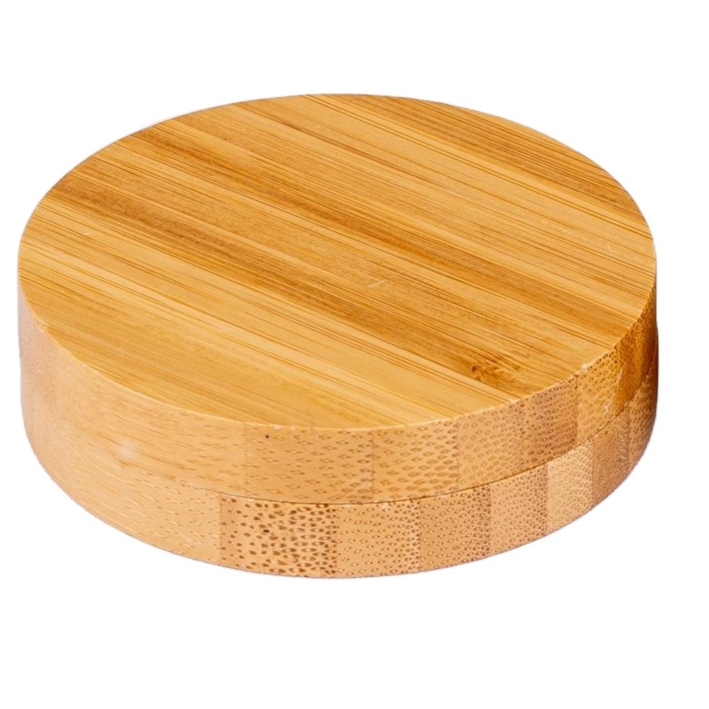 Make Up Packaging Cosmetic Wooden Bamboo Round Mirror Eye Shadow Blusher compact powder case