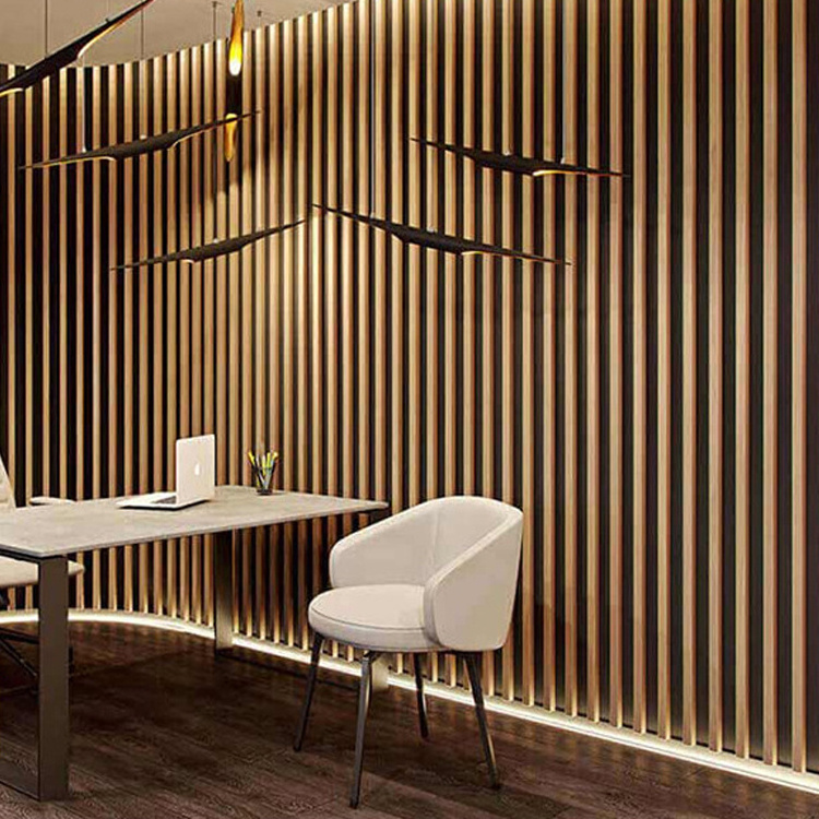 Custom Polyester Mdf Wood Grill Panels Wooden Sound-absorbing Ceiling And Wall Acoustic Sound Proof Wall