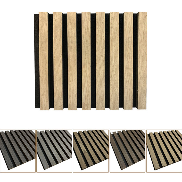 AKupanel Decorative Fire Retardant MDF Wooden Strip Sound Absorbing Wall Panel Board Slat Acoustic Panel