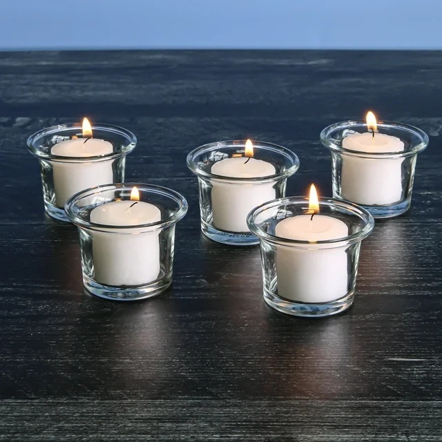 Clear Chunky Glass Lip Votive Cups Candle Holder Tealight Wedding Party