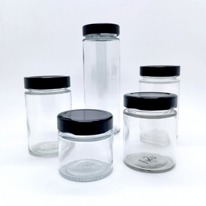 Factory Empty 100ml 150ml 180ml 280ml 380ml 500ml Straigh Sided Glass Jar With Deep Metal Cap For Home Kitchen Storage