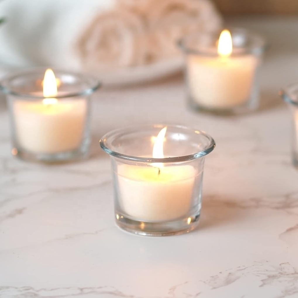 Clear Chunky Glass Lip Votive Candle Holders Tealight Votive Cups for Wedding Proposal, Meditation