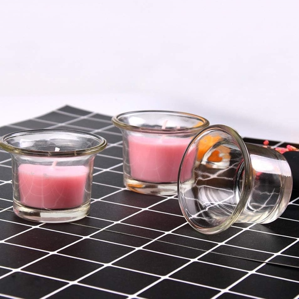 Clear Chunky Glass Lip Votive Candle Holders Tealight Votive Cups for Wedding Proposal, Meditation