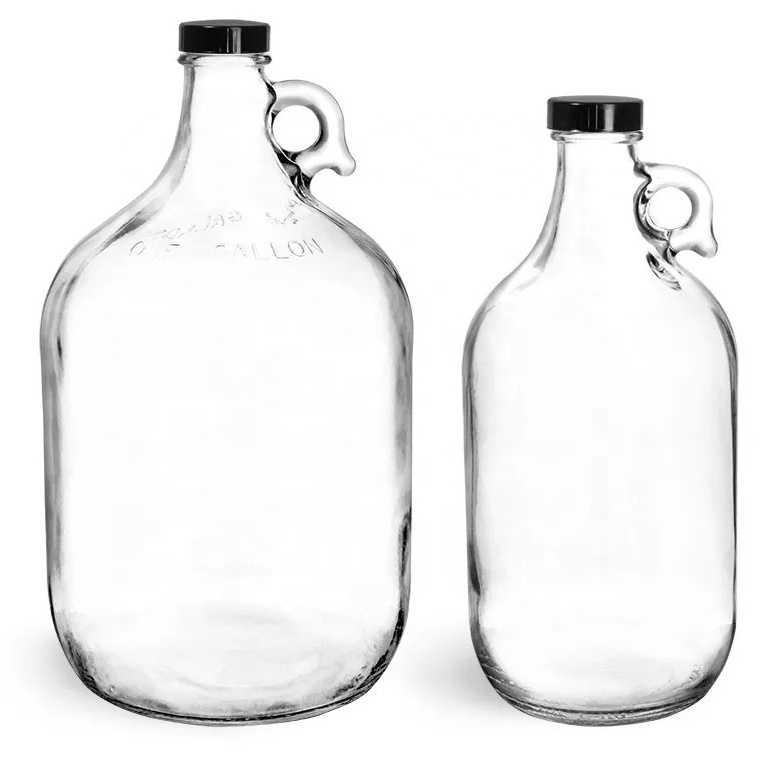 Refillable 1 gallon 128 OZ Glass Handled Jugs Glass Water Bottle Includes 38 mm Polyseal Cap