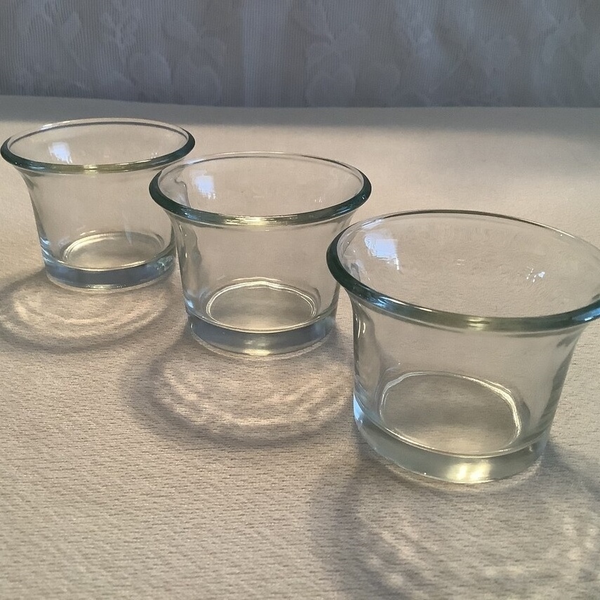 Clear Chunky Glass Lip Votive Cups Candle Holder Tealight Wedding Party