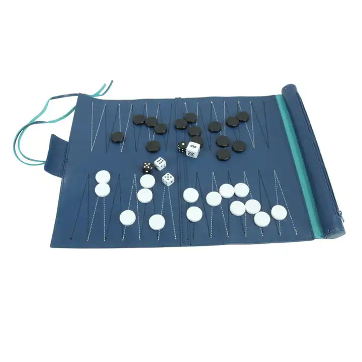 Wholesale  custom logo  leatherette luxury backgammon game checkerboard sets chips are included