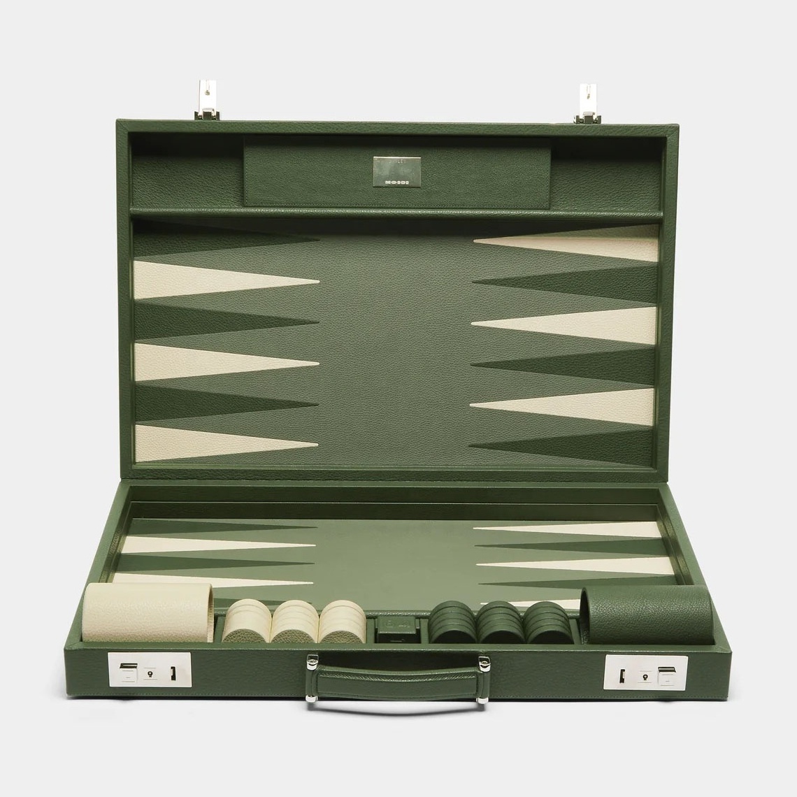 Best Sell  Fashionable Backgammon Game Board Luxury Green Leather Backgammon Set