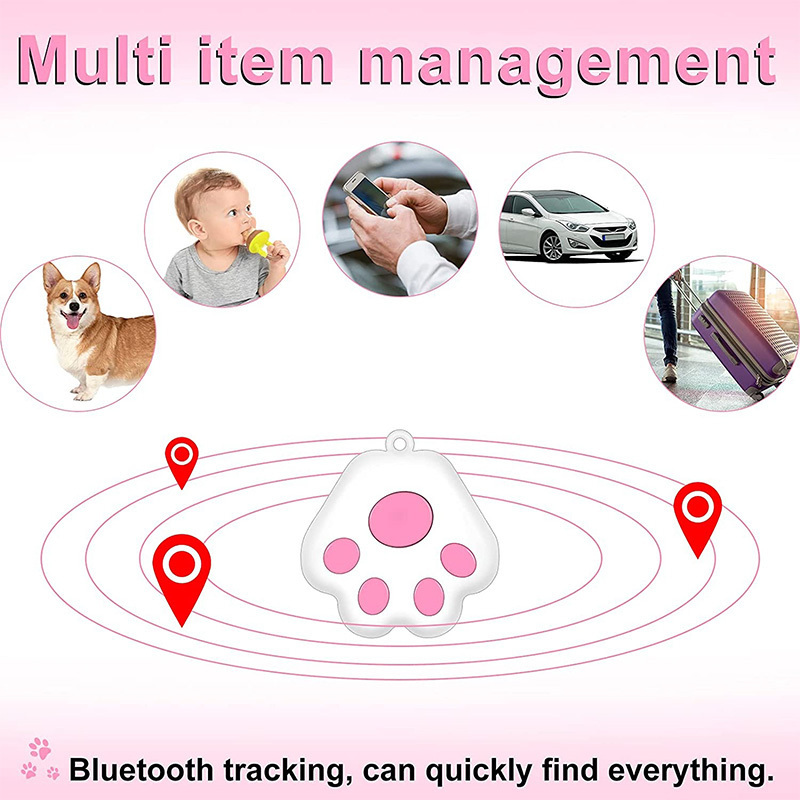 Mini Dog Paw Shape GPS Tracking Device Bluetooth Tracker Locator Key Finders Dog Bluetooth Tracker Anti Lost Pet GPS Tracker