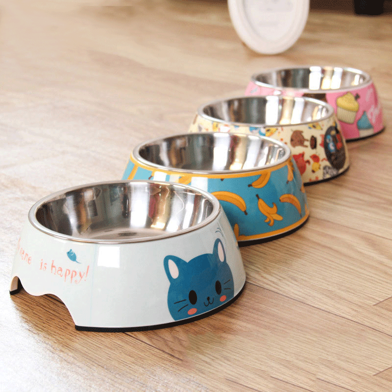 Wholesale Round Melamine Stainless Steel Feed Pet Cat Dog Water Food Feeder Bowl Melamine Pet Bowl