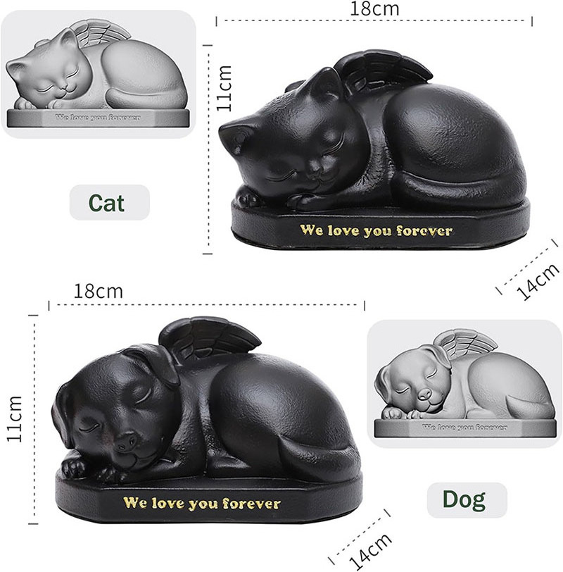 Resin Pet Angel Wing Ash Urn Dog Cat Memorial Puppy Cremation Box Funeral Supplies Memorial Box Resin Pet Urns for Ashes