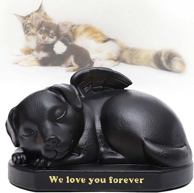 Resin Pet Angel Wing Ash Urn Dog Cat Memorial Puppy Cremation Box Funeral Supplies Memorial Box Resin Pet Urns for Ashes