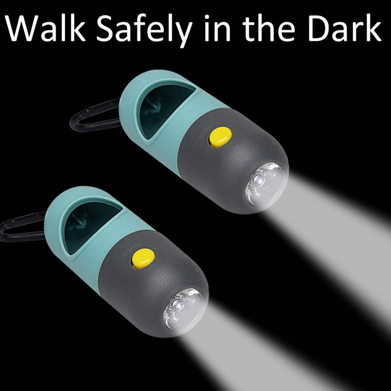 Wholesale Hot-selling Pill Shape LED Flashlight Pet Dog Poop Waste Bag Holder Dispenser