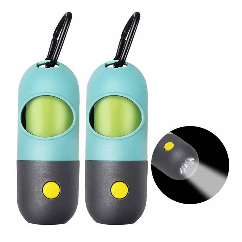 Wholesale Hot-selling Pill Shape LED Flashlight Pet Dog Poop Waste Bag Holder Dispenser