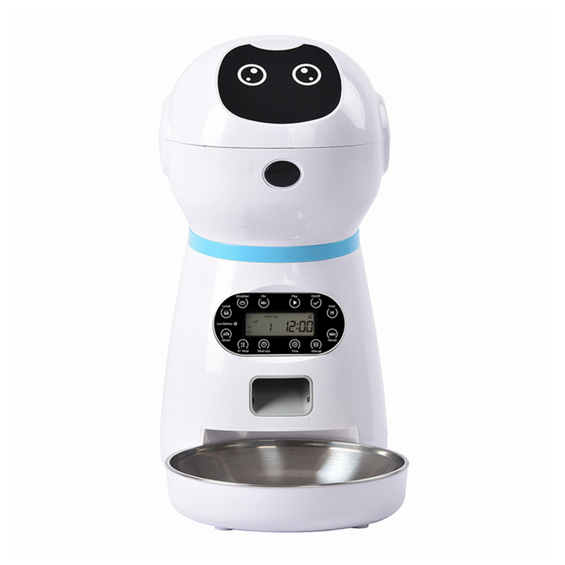 3.5L Pet Robert Intelligent Feeder Automatic Voice Recorder Dog Cat Stainless Steel Bowl Dispenser Pet Smart Intelligent Feeder