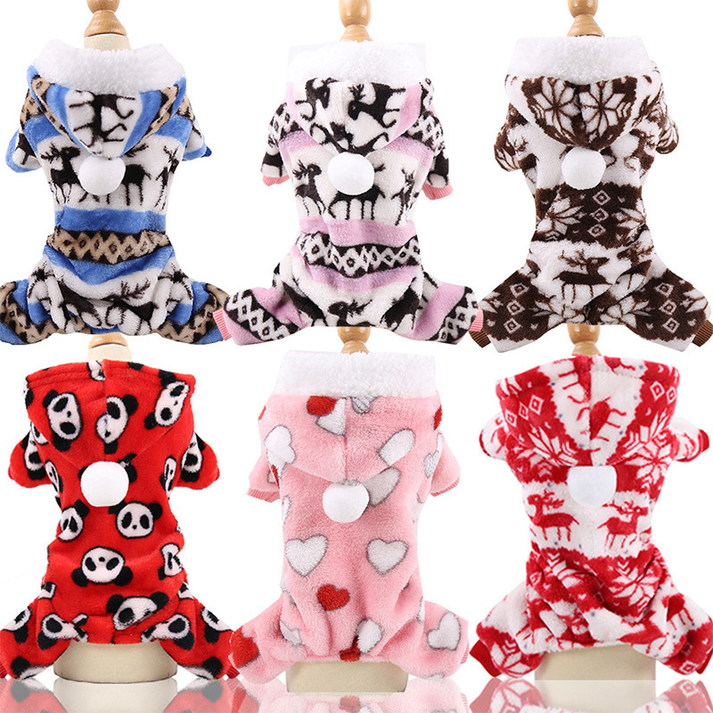 Winter Warm Four Legs Cotton Fleece Cartoon Costume Cosplay Dog Jumpsuit Onesie Dog Hoodie Sweatshirt Lamb Dog Jacket Clothes