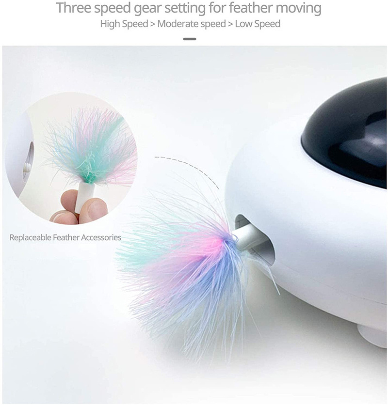 USB Automatic Teasing and Spinning Indoor Electronic Feather Toys Automatic Cleaning Cat Feather Mice UFO Interactive Cat Toy