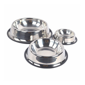 Luxury Silver Plated Metal Dogs Feeders Bowls Rubber Non-Slip Stainless Steel Pet Bowl Metal Modern