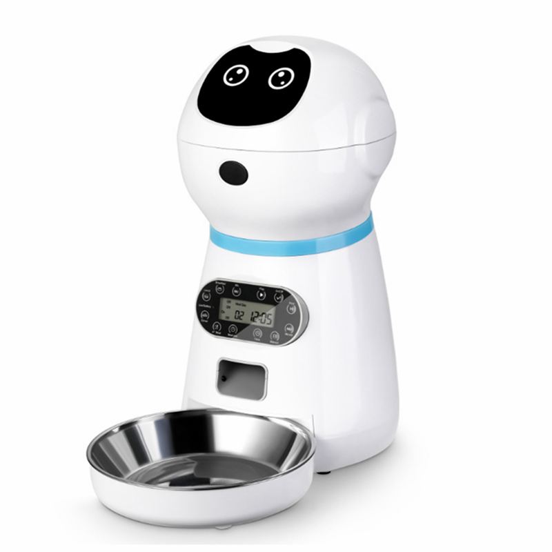 3.5L Pet Robert Intelligent Feeder Automatic Voice Recorder Dog Cat Stainless Steel Bowl Dispenser Pet Smart Intelligent Feeder