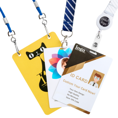 NO MOQ Custom PVC Staff ID business cards plastic name card 0.76mm thickness custom badge lapel pin holder pvc card