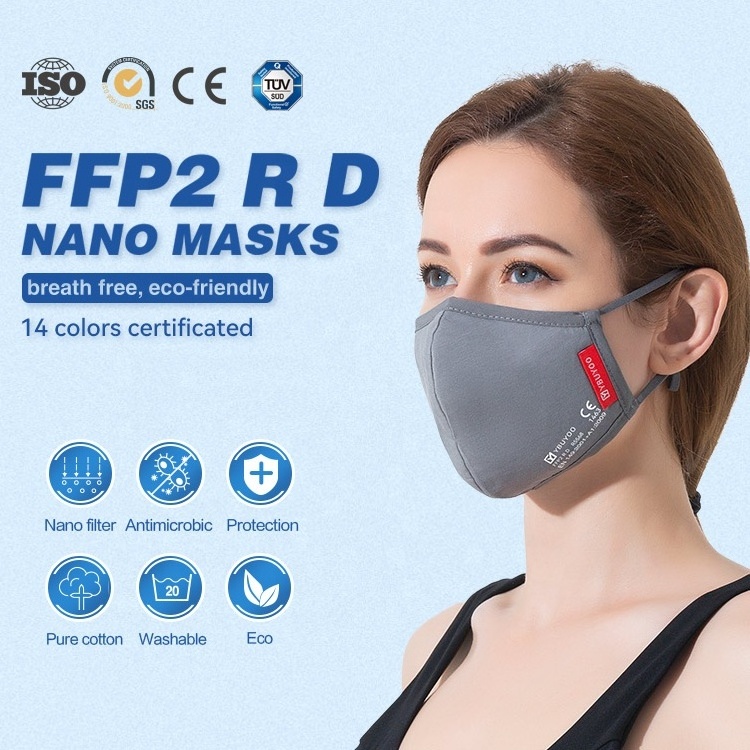 ECO friendly Reusable FFP2 mask 3 D pink color adjustable earloop wearing health comfortable cotton fabric wash face mask