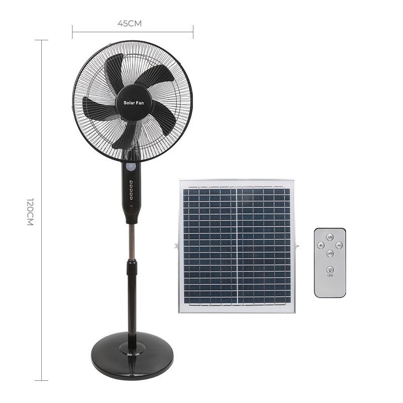 Remote Control Solar Stand Fan DC Home Use Stand Fan with Panel and Battery