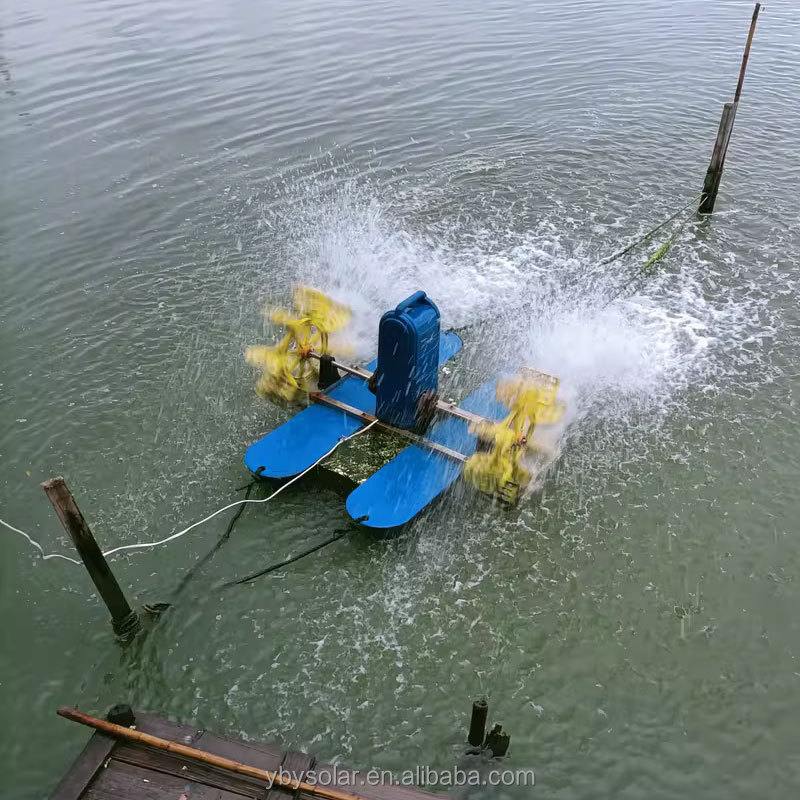 24 hours Water Surface Floating Solar Powered Paddle Wheel Aerator for Fish pond