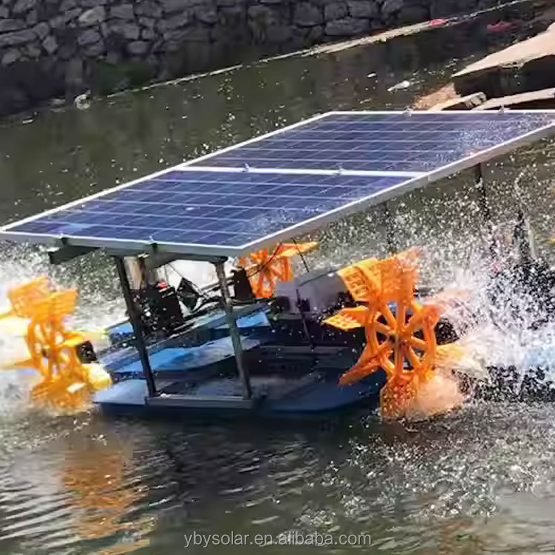 24 hours Water Surface Floating Solar Powered Paddle Wheel Aerator for Fish pond