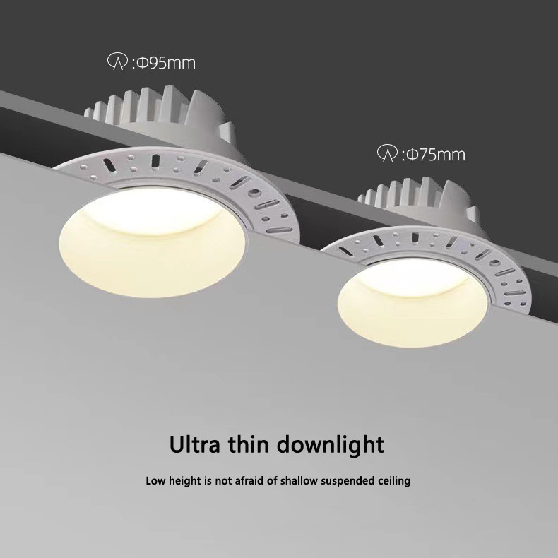 Black white 7w 10w 12w 15w tri colour recessed ultra thin downlight led trimless 3cct downlight