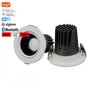 Smart dimmable recessed spotlight adjustable ceiling light 40w 30w 15w led shop downlights wifi Bluetooth zigbee tuya downlight