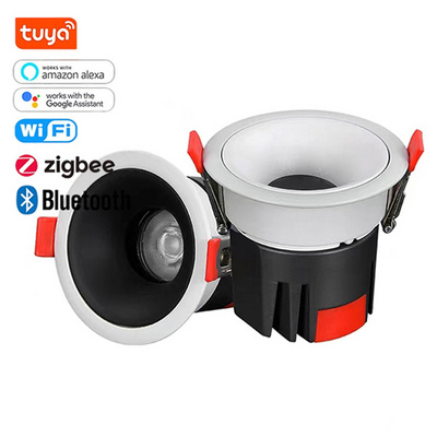 Smart wifi bluetooth dimmable downlight cob adjustable anti glare zigbee cct rgb led tuya spotlight