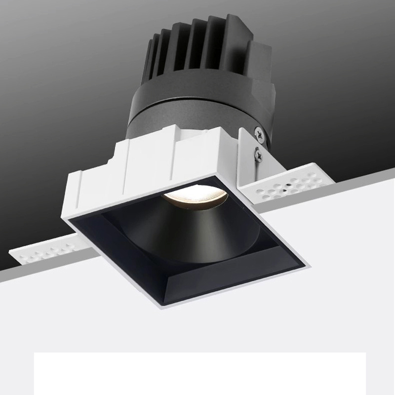 Adjustable Square Dimmable Commercial Frameless Spotlight Anti Glare Ceiling LED COB Downlight Trimless Recessed Down Light